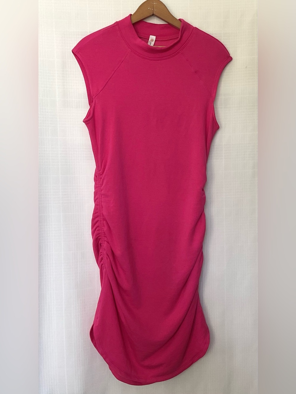 Daily Practice by anthropologie Ruched Dress in Hot Pink with back cut out